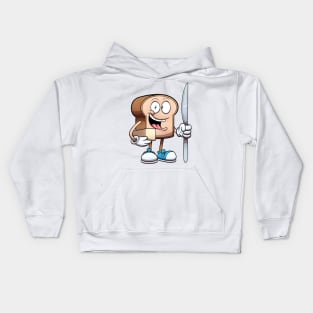 Bread Character With Knife And Butter Kids Hoodie